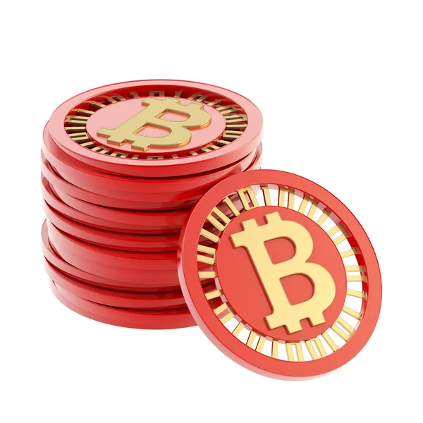 Bitcoin para sikke yığını — Stok fotoğraf