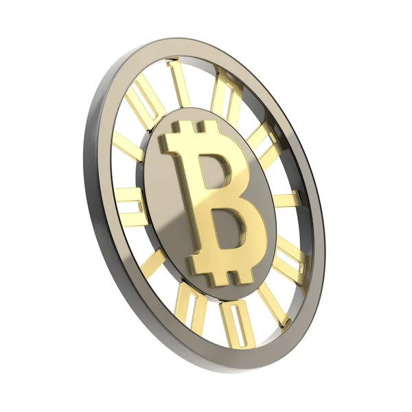 Bitcoin valuta symbool munt geïsoleerd — Stockfoto