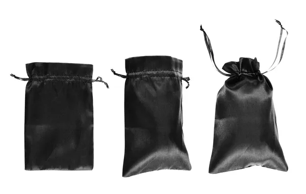 Black drawstring bag packaging isolated — Stock Photo, Image