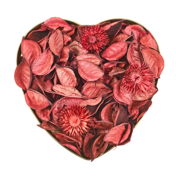 Heart filled with medley potpourri — Stock Photo, Image