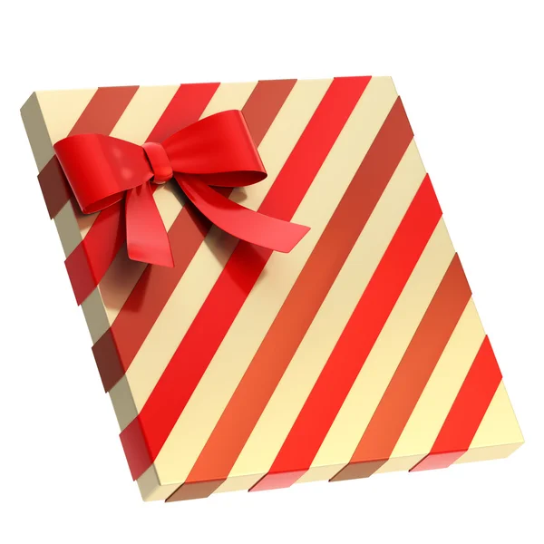 Wrapped gift box with a bow and ribbon — Stock Photo, Image