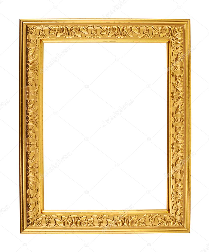 Golden empty photo frame