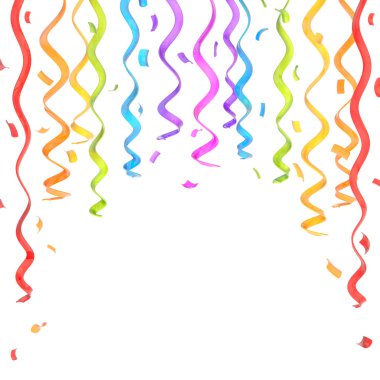 konfeti ve serpantin kompozisyon izole