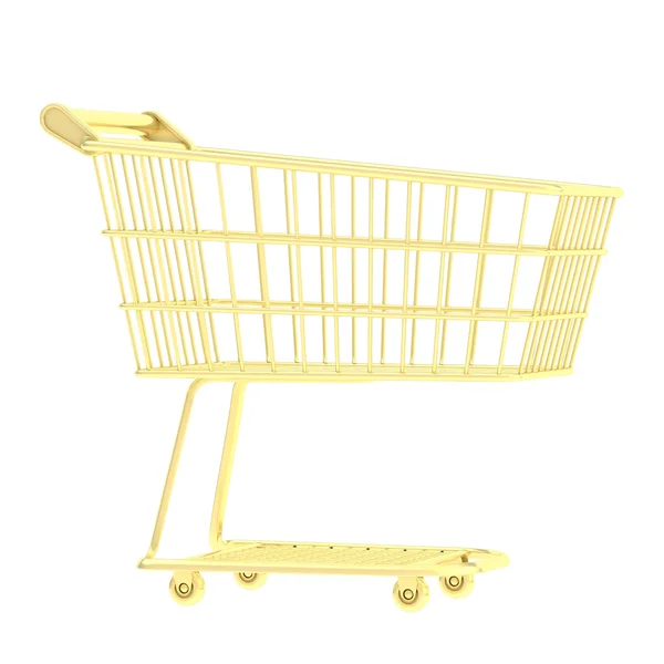 Carro de compras dorado aislado — Foto de Stock