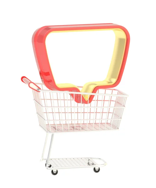 Empty text bubble in a shopping cart — Stock Photo, Image