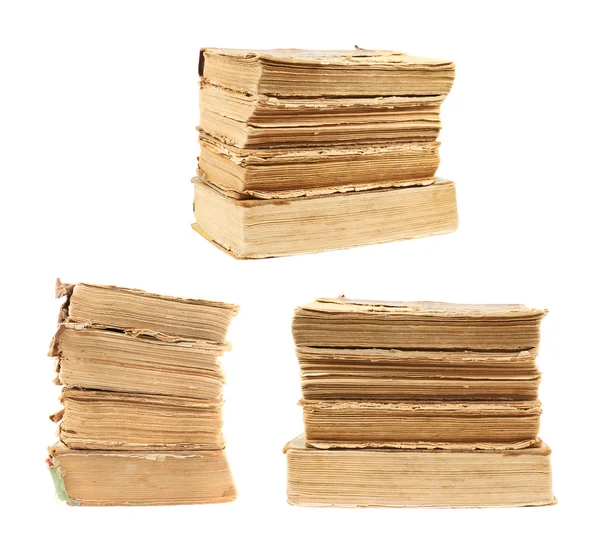 Stack of old decrepit books isolated — Stock Photo, Image