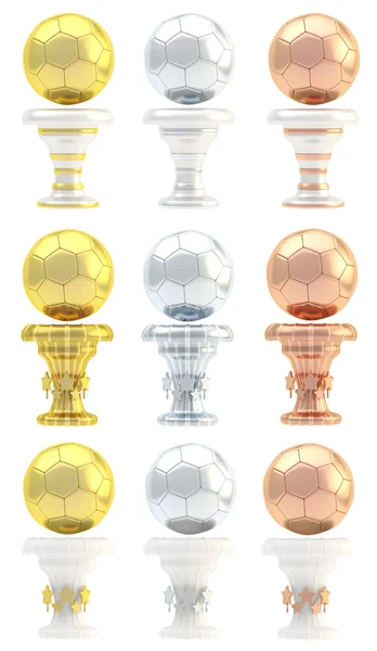 Voetbal sport trofee kopjes belonen — Stockfoto