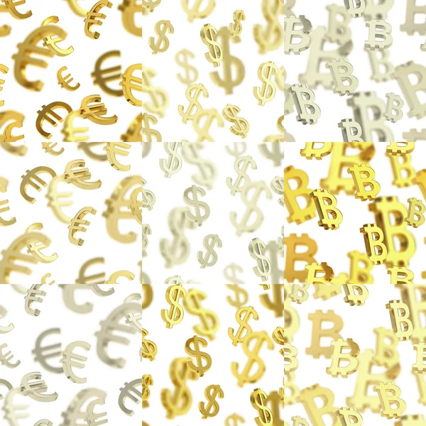 Set of seamless currency sign patterns — Stock Photo, Image