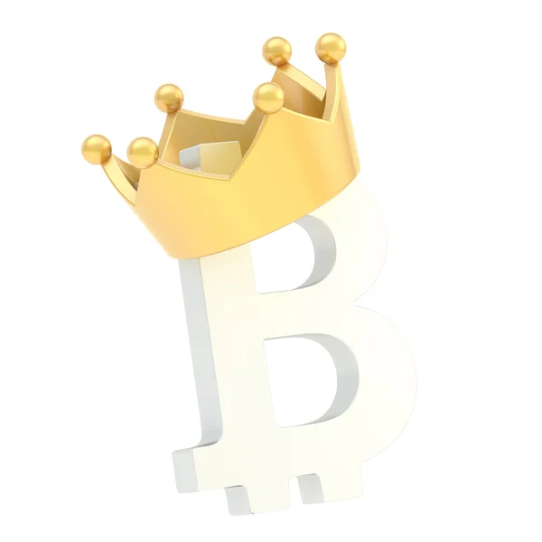 Bitcoin currency sign in a crown — Stock Photo, Image