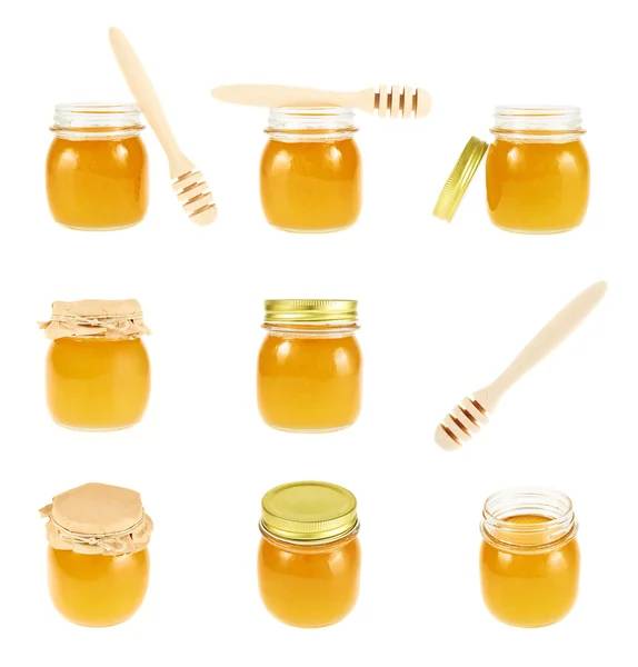 Set of honey jar images — Stock Photo, Image