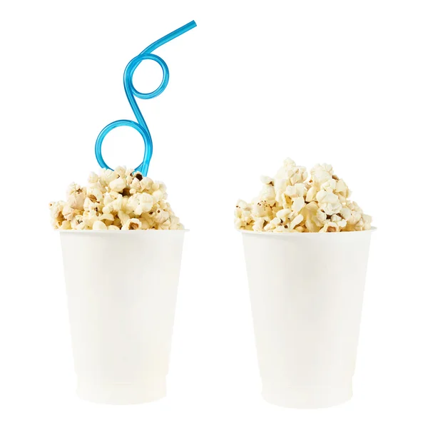 Cup full of popcorn isolated — Stock Photo, Image