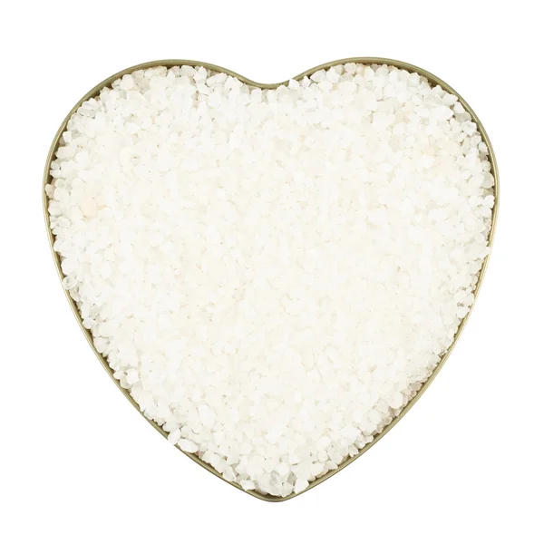 Caixa em forma de coração com sal — Fotografia de Stock