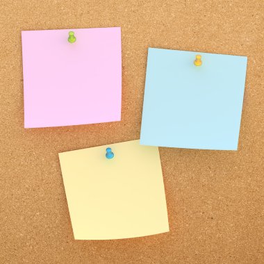 kare kağıt notları cork board üzerinde