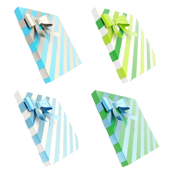 Wrapped gift box with a bow and ribbon — Stock Photo, Image