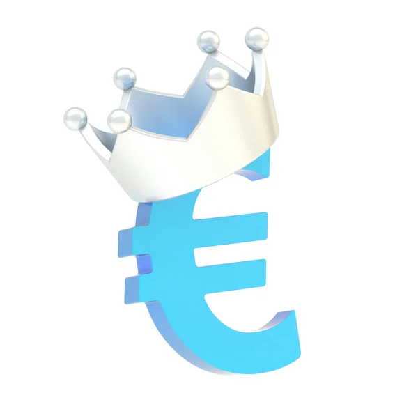 在一顶王冠欧元货币符号 — 图库照片