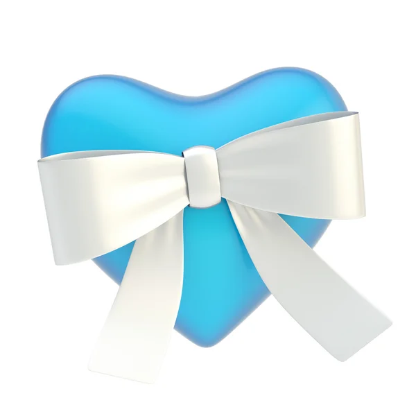 Glanzende hart bedekt met ribbon bow — Stockfoto