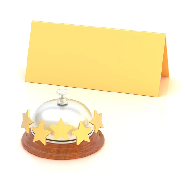 Empty paper card behind reception bell — Stock Photo, Image