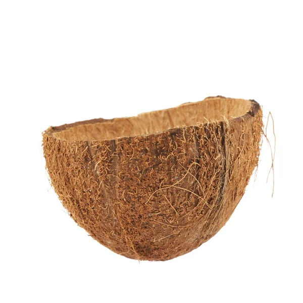 Coajă de fructe de cocos tăiată în jumătate — Fotografie, imagine de stoc