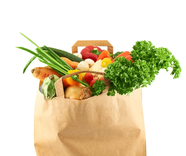 Multiple different vegetables in paper bag — Stock Photo, Image