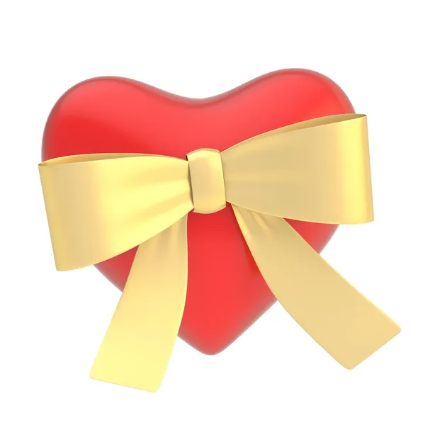 Glanzende hart bedekt met ribbon bow — Stockfoto