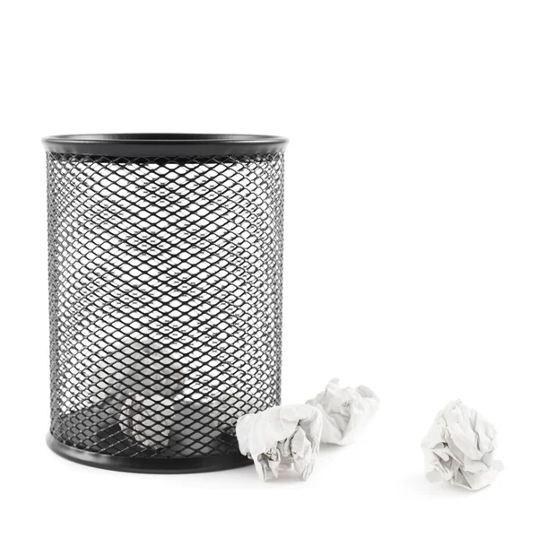 Office paper trash bin isolated — Stock Photo, Image