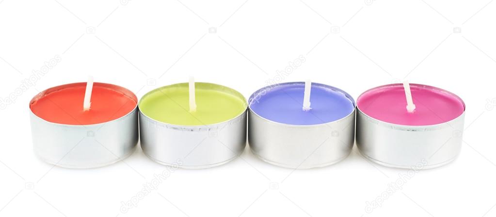 Row of four tea light candles