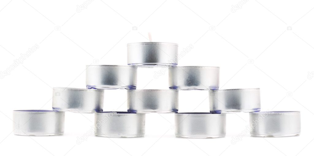 Pyramid of tea light candles