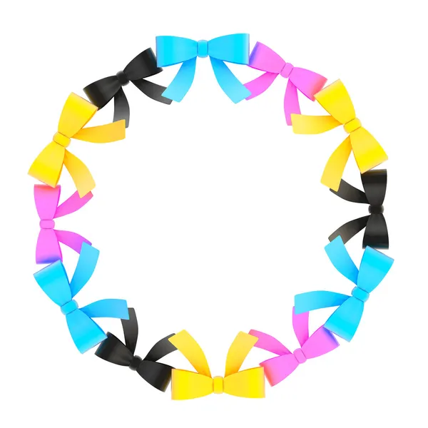 Round frame made of ribbon bows — Stock Photo, Image