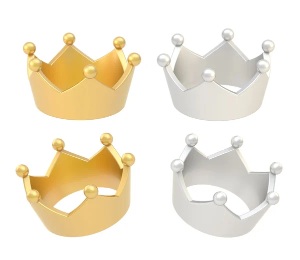 Four crown renders isolated — Stock Photo, Image