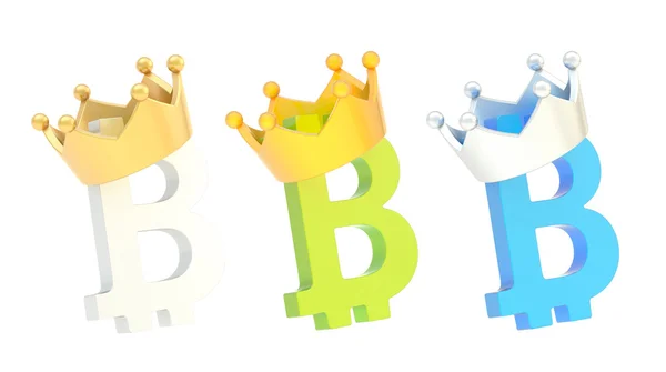 Bitcoin currency sign in a crown — Stock Photo, Image