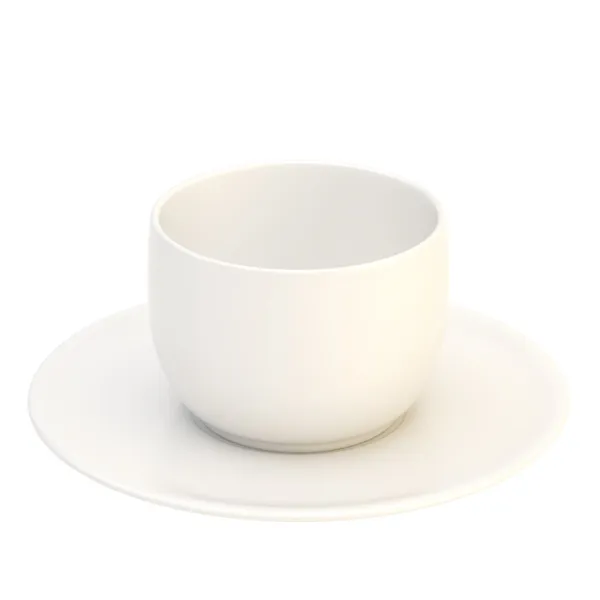 Ceramic cup and plate set isolated — Stock Photo, Image