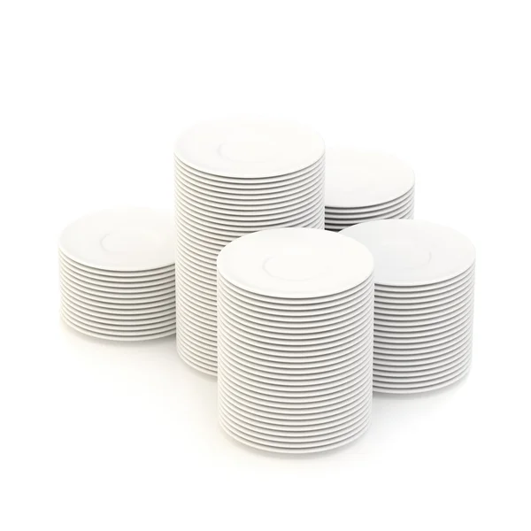 Multiple piles of plates isolated — Stock Photo, Image