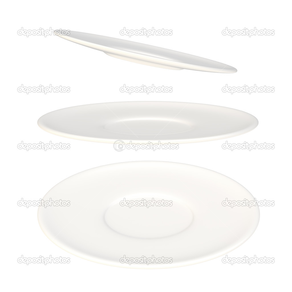 White ceramic plates isolated