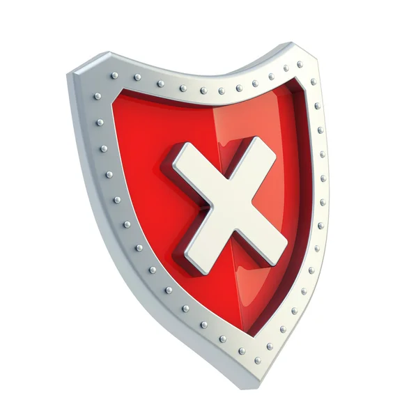 Shield cross mark — Stock Photo, Image