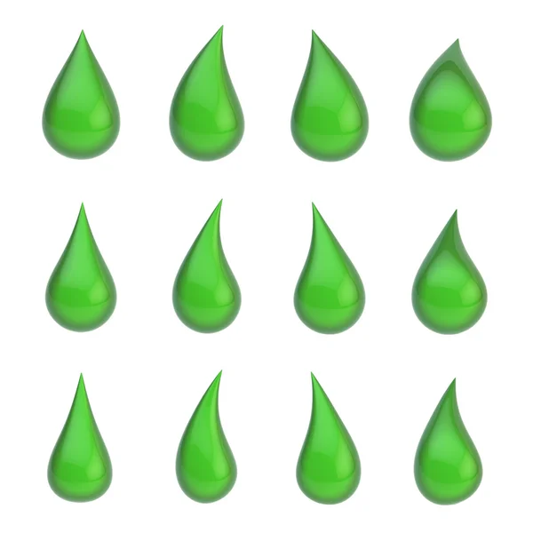 Set of twelve liquid drops — Stock Photo, Image