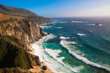 big sur, california güzel sahil şeridi