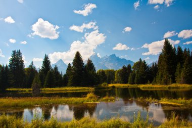 Teton yansıması grand teton Milli Parkı