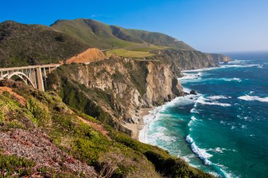 big sur, california güzel sahil şeridi