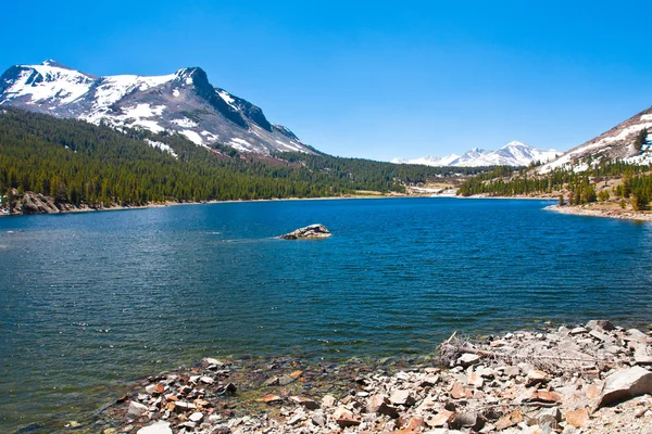 Schneebedeckte Berge und See im kalifornischen Yosemite-Nationalpark — Stockfoto