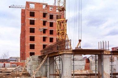 Crane 's Steel çerçeve yapısı, Brick Binaları, Yapısal Çelik Kiriş İnşaat Alanı' nda büyük binalar inşa edildi. İnşaat Makinesi.