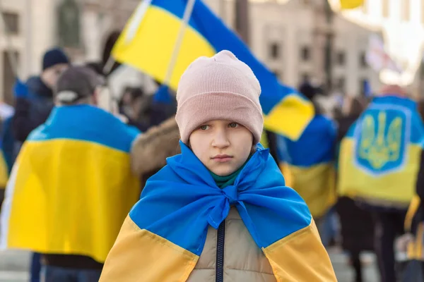 Підтримка Українських Дітей Прапор України Питань Української Дитини Сайті Rally — стокове фото
