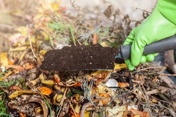 Compostagem Sobre Compostor Com Resíduos Orgânicos Ciclo Solo Composto Como — Fotografia de Stock