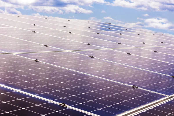 Solární Panel Stanice Pozadí Oblohy Solární Energie Recyklace — Stock fotografie