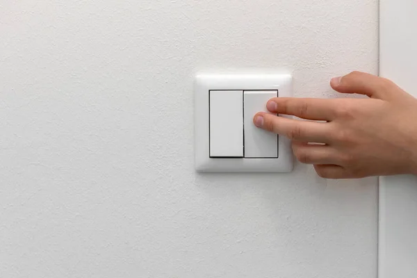 Switching Light Turning Light Switch Saving Concept Copy Space — Stock fotografie
