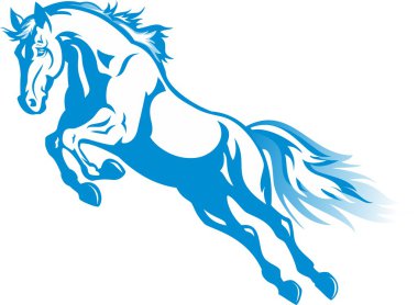 Prancing blue horse clipart