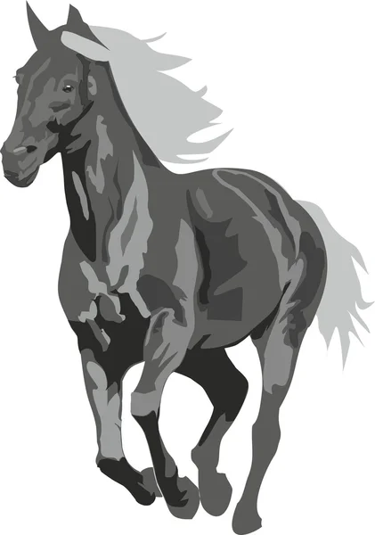 Caballo gris en movimiento — Vector de stock