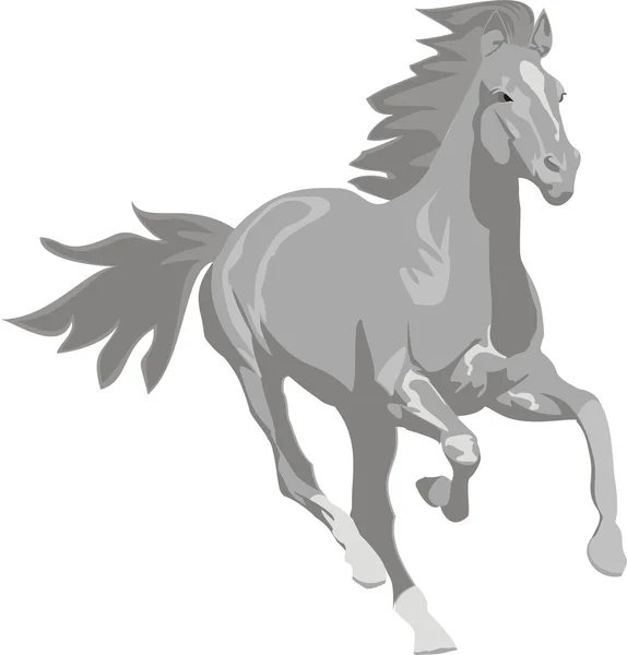 Caballo gris en movimiento — Vector de stock