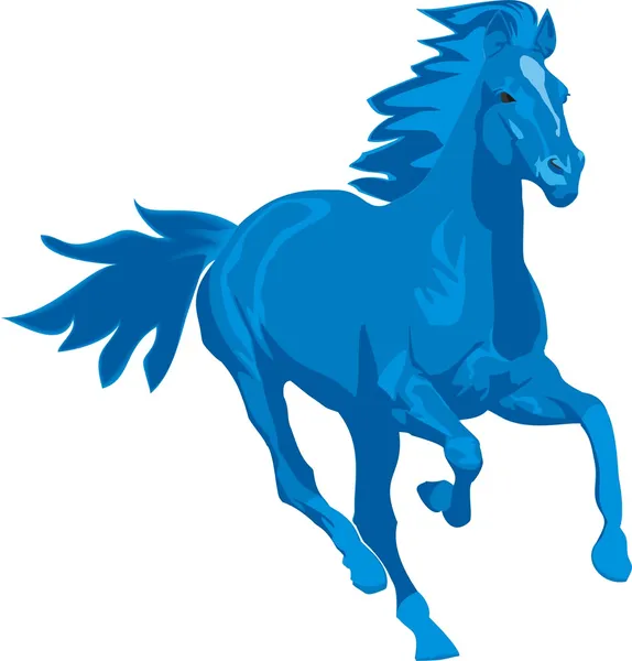 Caballo azul en movimiento — Vector de stock