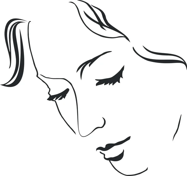 Silhouette visage calme d'une jeune femme — Image vectorielle