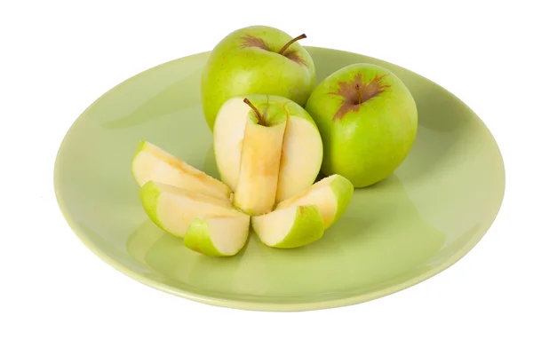 Pomme verte dans l'assiette — Photo